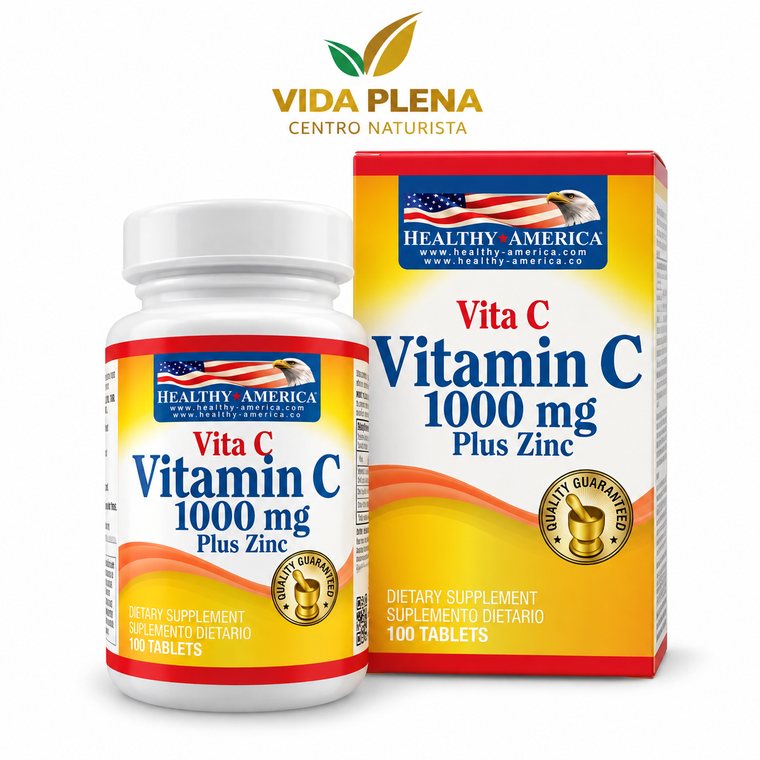 Vitamina C 1000 mg x 100 tabletas plus Zinc  Healthy · Vitalidad y Nutrición · Vida Plena Tuluá